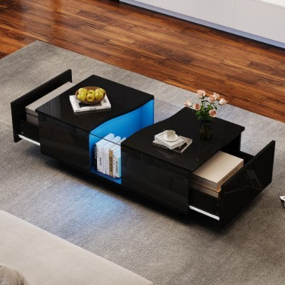LED High Gloss Coffee Table - Black
