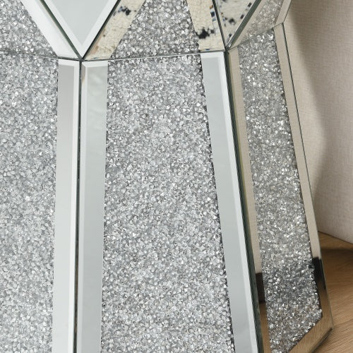 Drum Style Coffee Table with Crystal Inlay - Silver