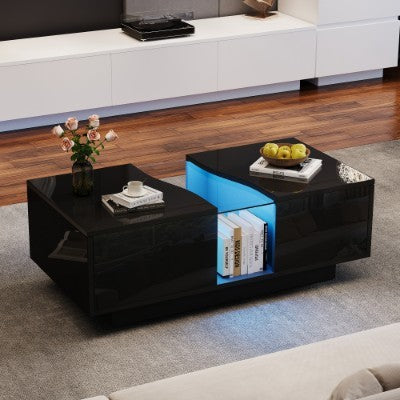 LED High Gloss Coffee Table - Black