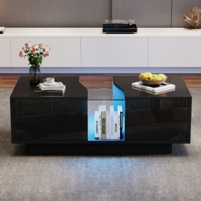 LED High Gloss Coffee Table - Black