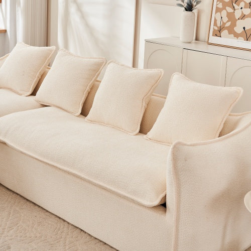 L-Shape Sleeper Sectional with Chaise - Beige & Grey