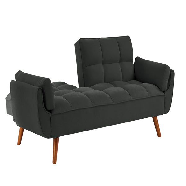 Linen Sofa with Adjustable Backrest - Dark Gray