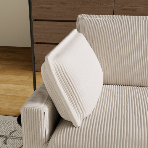 LUXE L-Shaped Sectional Sofa with Ottoman - Premium Corduroy Collection