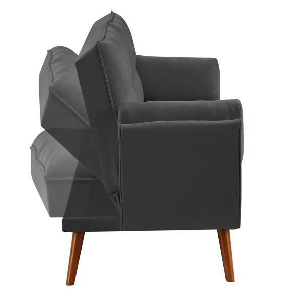 Linen Sofa with Adjustable Backrest - Dark Gray