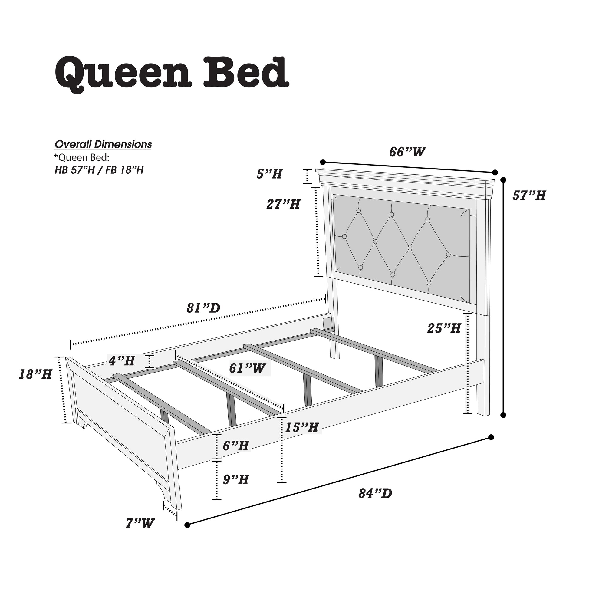 Dark Gray Faux Leather Tufted Headboard