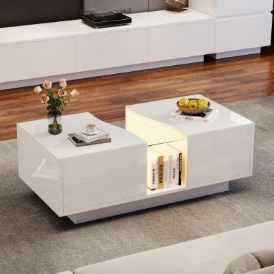 LED High Gloss Coffee Table - White