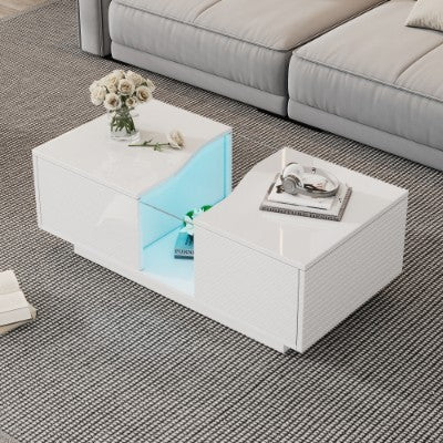 LED High Gloss Coffee Table - White
