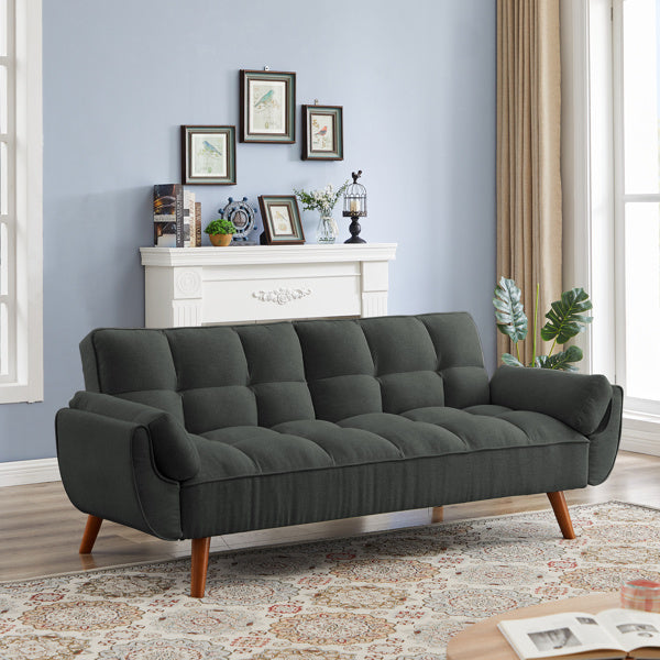 Linen Sofa with Adjustable Backrest - Dark Gray