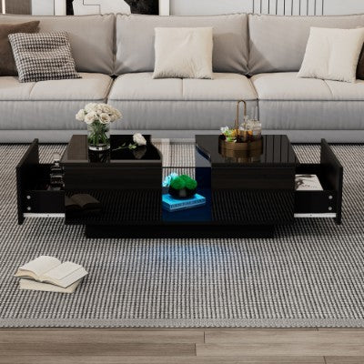 LED High Gloss Coffee Table - Black