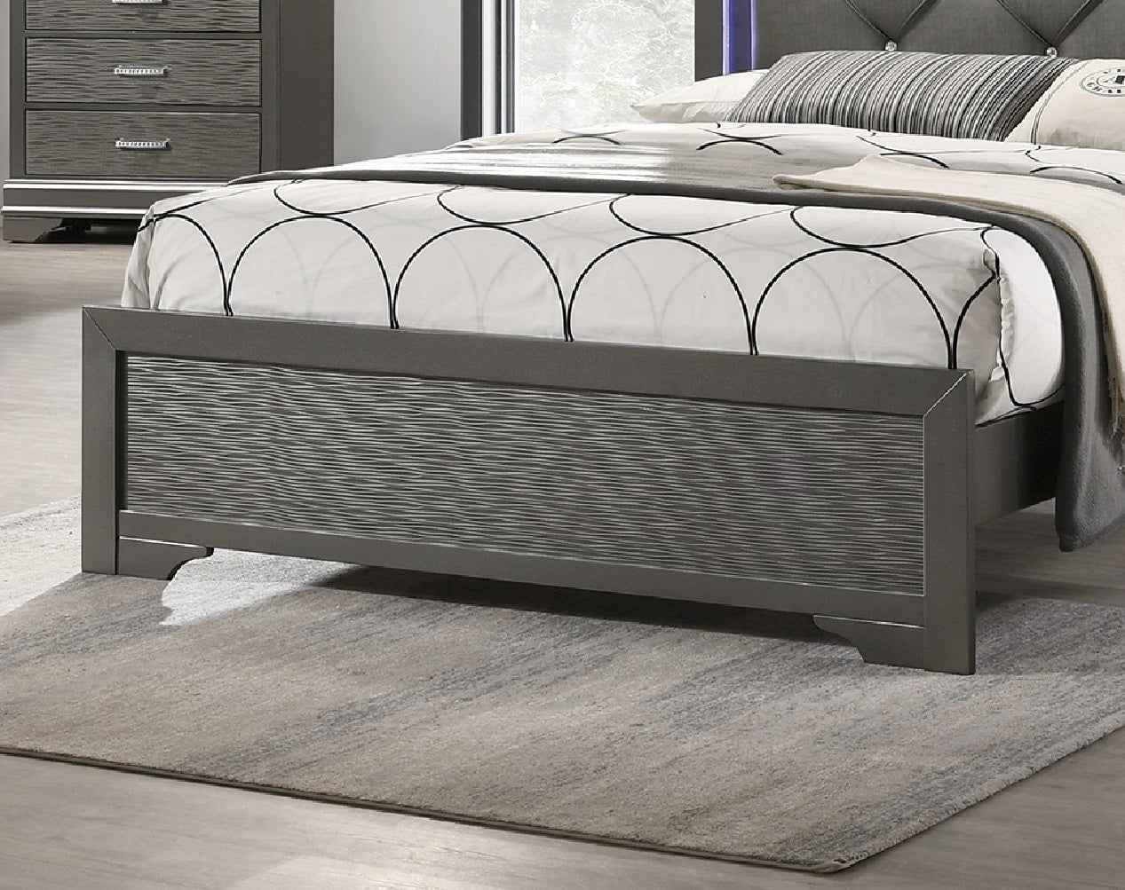 Dark Gray Faux Leather Tufted Headboard