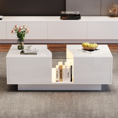 LED High Gloss Coffee Table - White