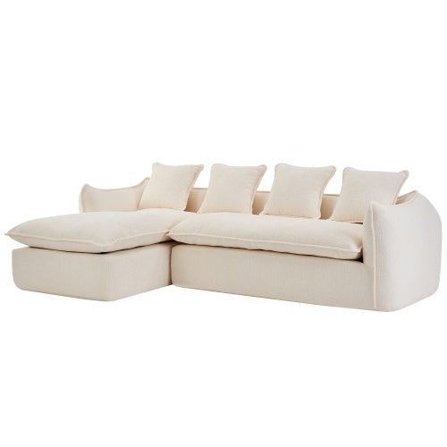 L-Shape Sleeper Sectional with Chaise - Beige & Grey
