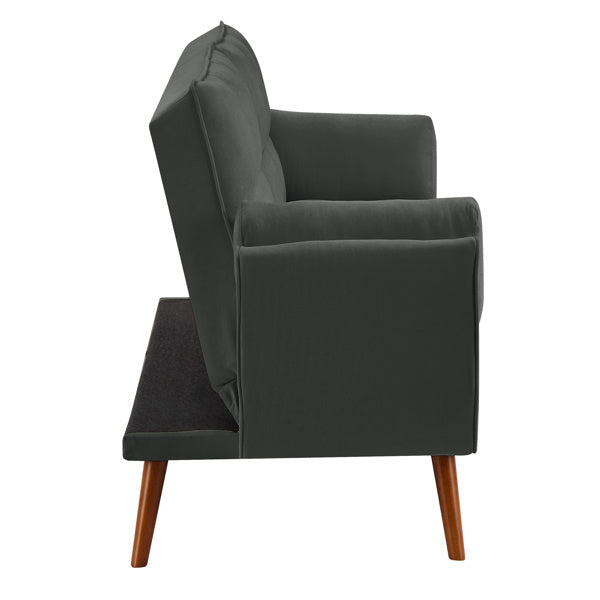 Linen Sofa with Adjustable Backrest - Dark Gray