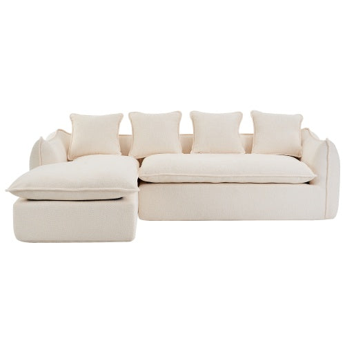 L-Shape Sleeper Sectional with Chaise - Beige & Grey