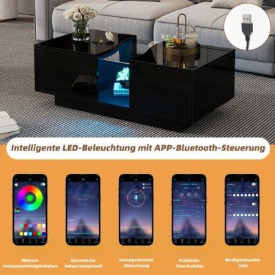 LED High Gloss Coffee Table - Black