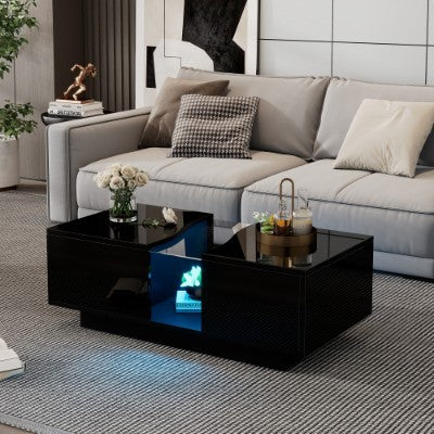 LED High Gloss Coffee Table - Black