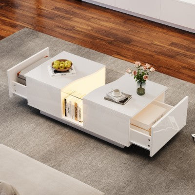 LED High Gloss Coffee Table - White