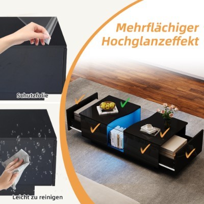 LED High Gloss Coffee Table - Black